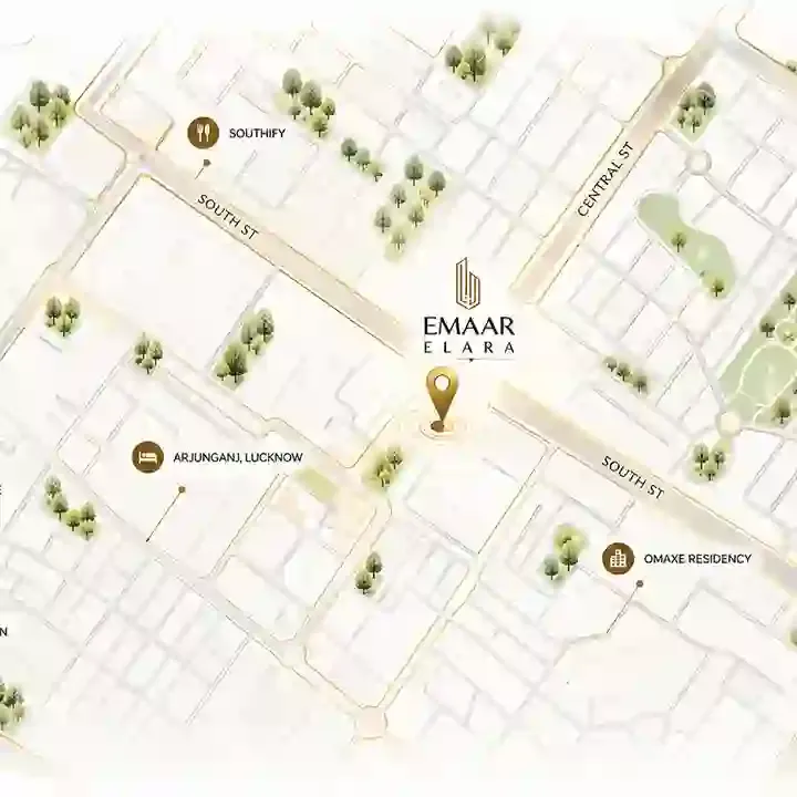 Emaar Elara location map, Gomti Nagar